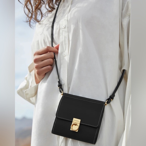 Polene Numéro Sept Crossbody Wallet BANDOULIERE NOIR LISSE - Picture 4 of 12